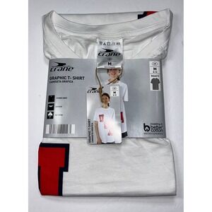 Crane T-Shirt USA America Print Crew Neck Soft Cotton Relaxed Fit Medium Patriot